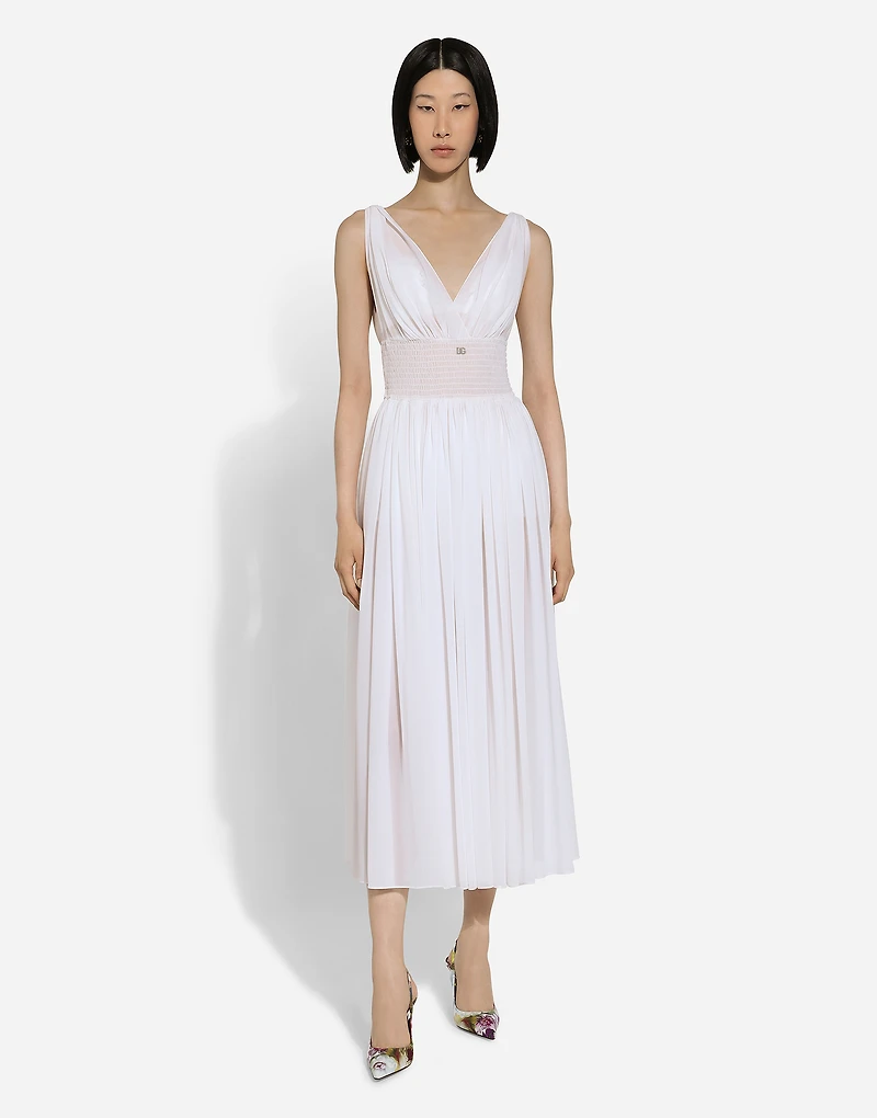 V-neck midi dress silk georgette