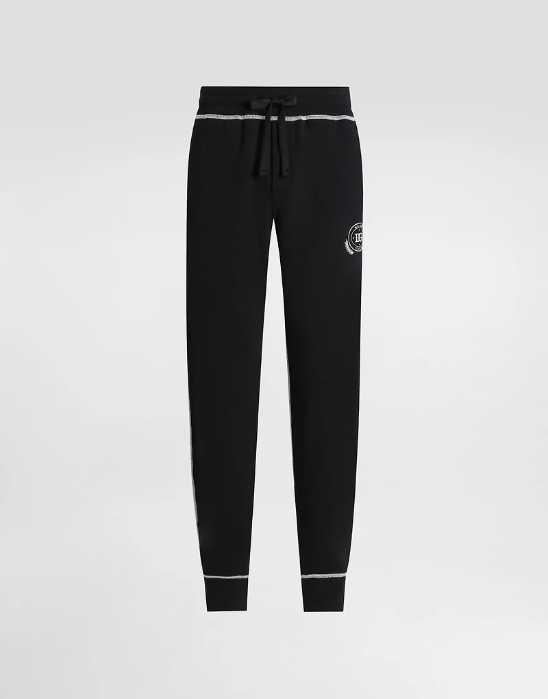 Jersey trousers with print and embroidery