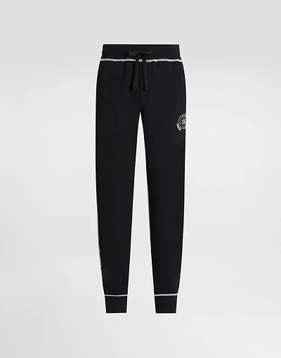 Jersey trousers with print and embroidery