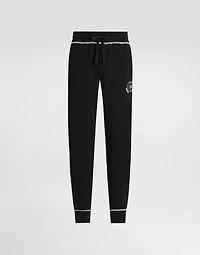 Jersey trousers with print and embroidery