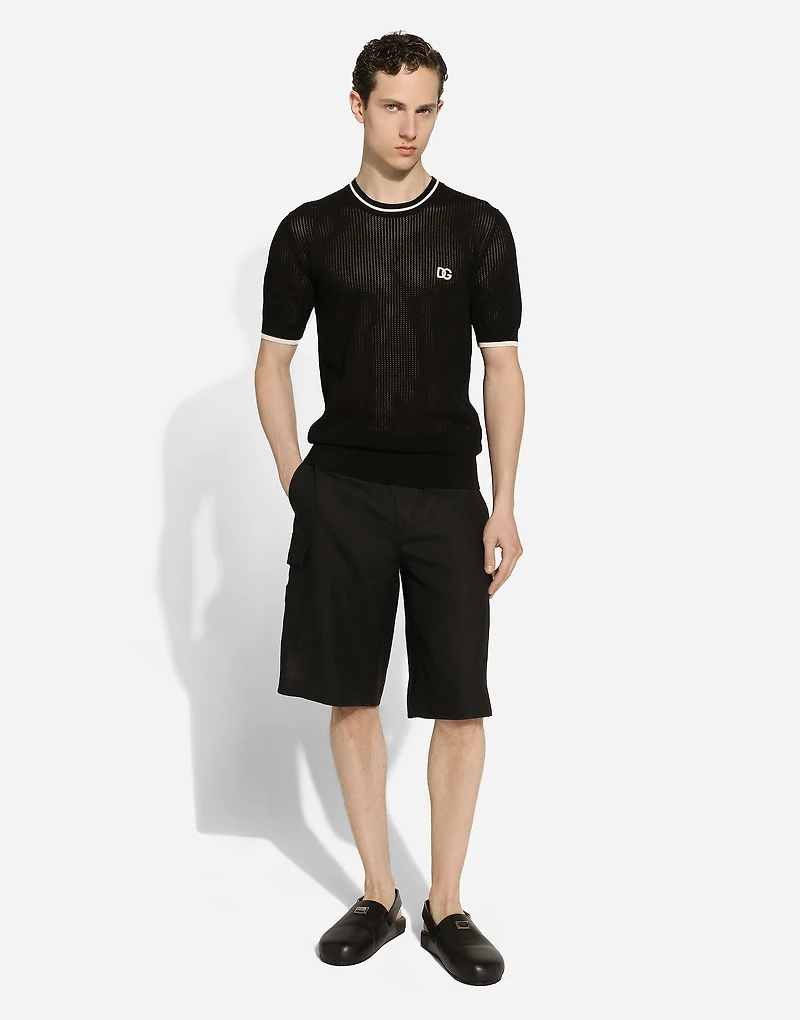 Linen cargo shorts