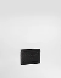 Calfskin card holder with raised logo