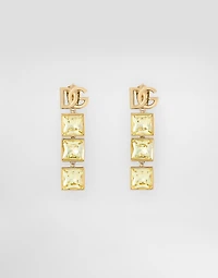Drop earrings with DG logo and rhinestones