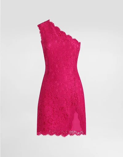 Floral cordonetto lace minidress with slit