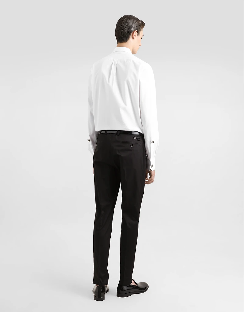 Cotton tuxedo shirt with bejeweled appliqués