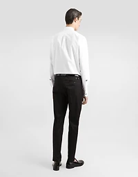 Cotton tuxedo shirt with bejeweled appliqués