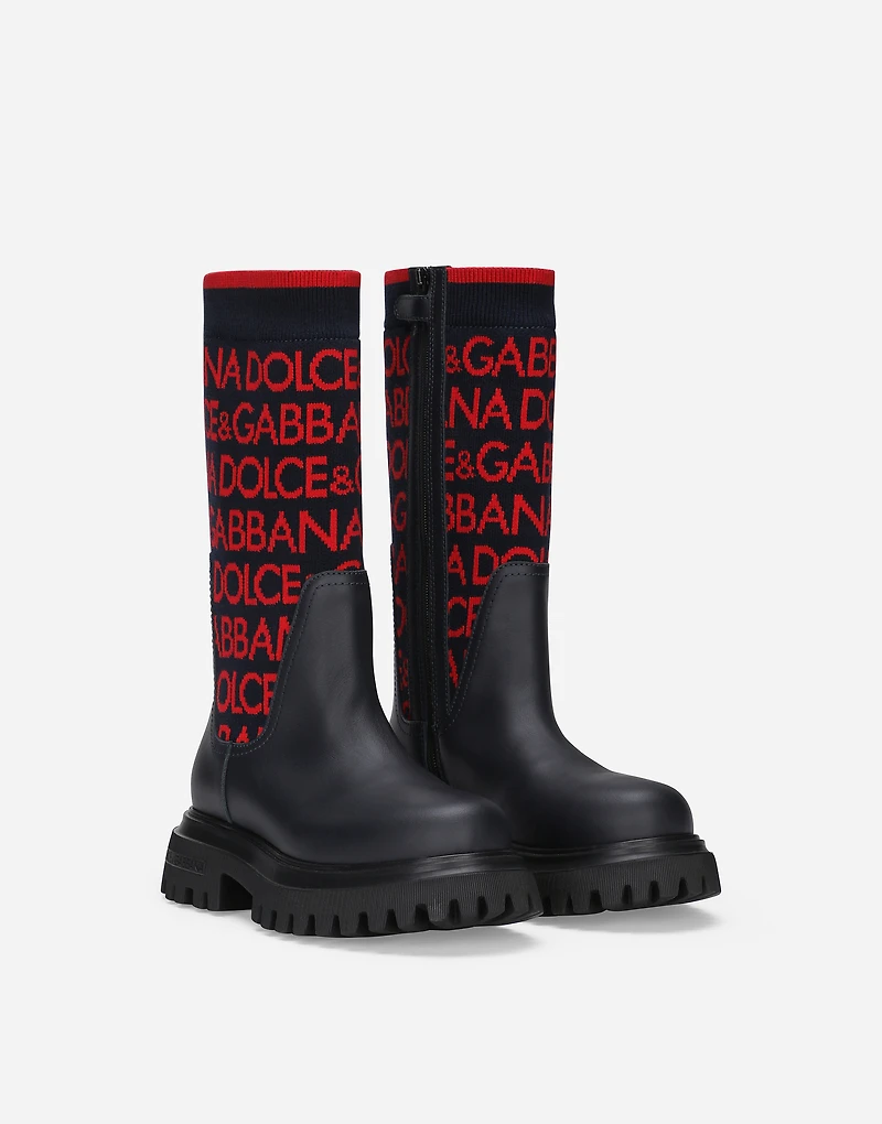 Knit boots with Dolce&Gabbana logo