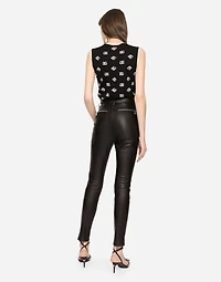 Faux leather jeans with zipper