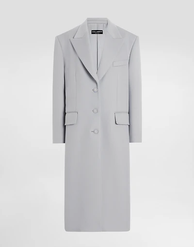 Oversize single-breasted cashmere baize coat
