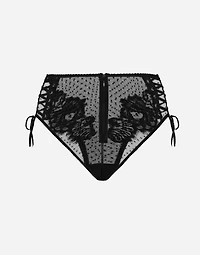 High-waisted lace briefs