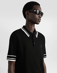 Silk piqué polo shirt
