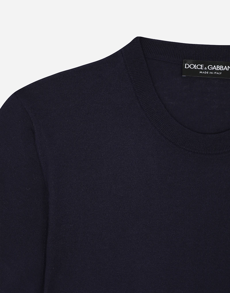 Silk round-neck sweater with DG embroidery