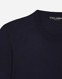 Silk round-neck sweater with DG embroidery