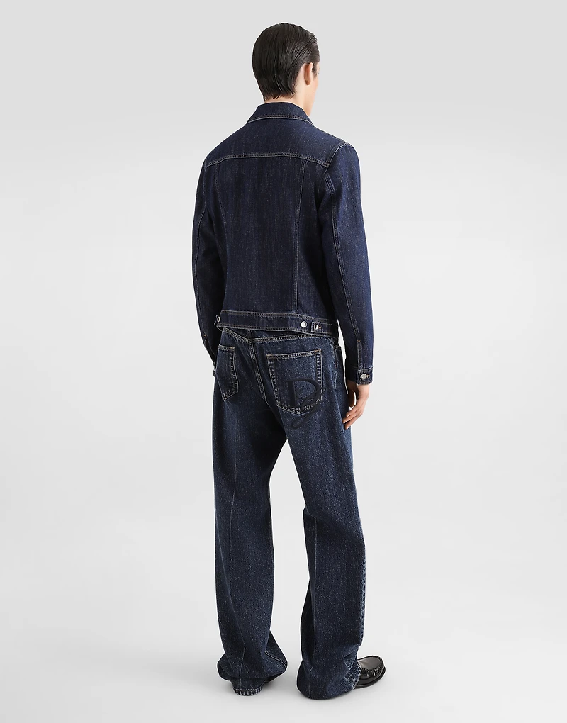 Cotton denim jacket with bejeweled detailing