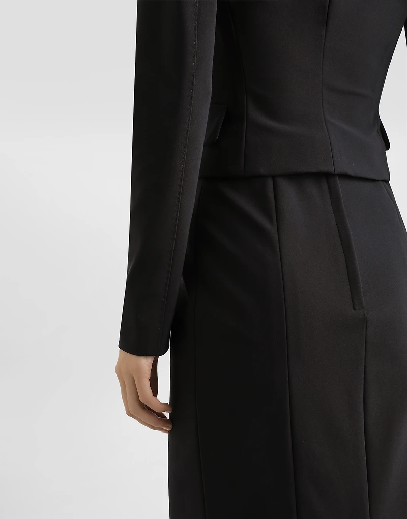 Short single-breasted technical cady jacket