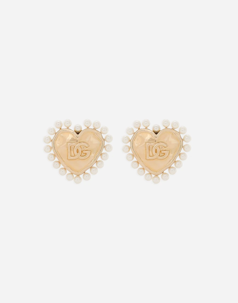Heart earrings with beaded detailing