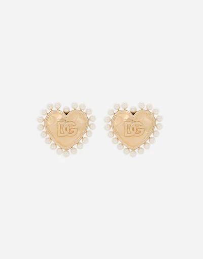 Heart earrings with beaded detailing