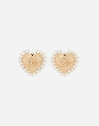 Heart earrings with beaded detailing