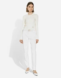 Cropped ribbed viscose polo-shirt with DG logo