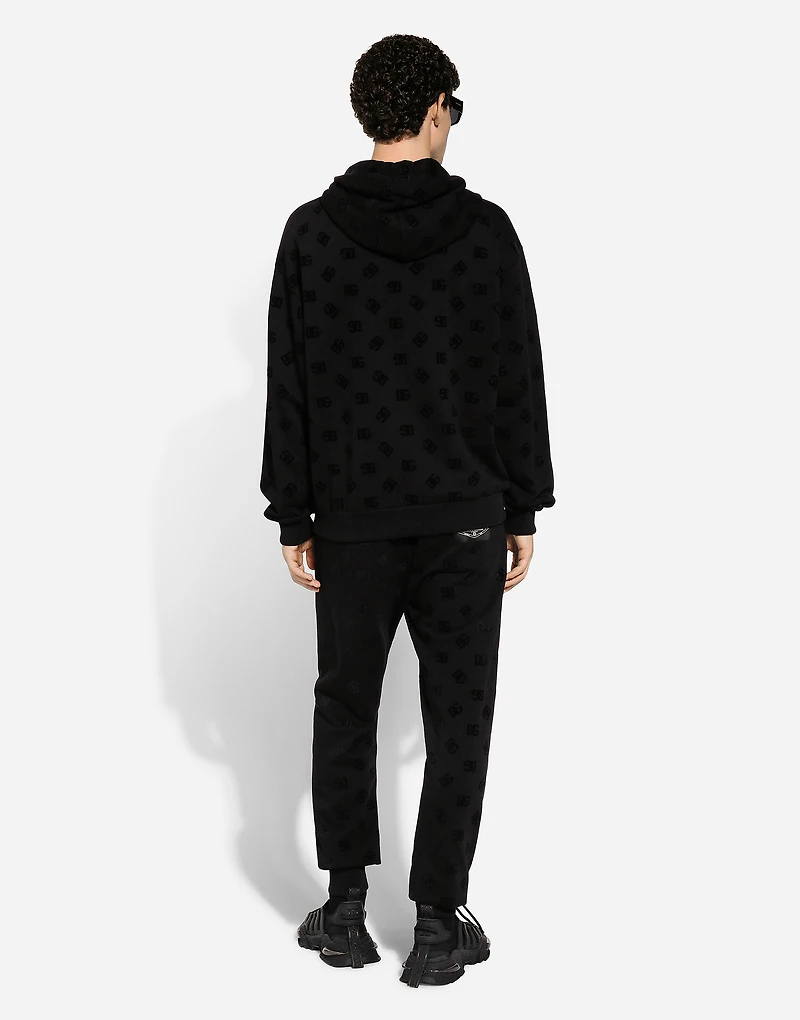 Jersey jogging pants with all-over DG logo print