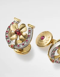 Good Luck Cufflinks 18 carat yellow gold and rubies