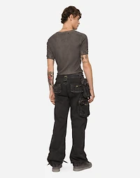 Cotton pants with belt and bag