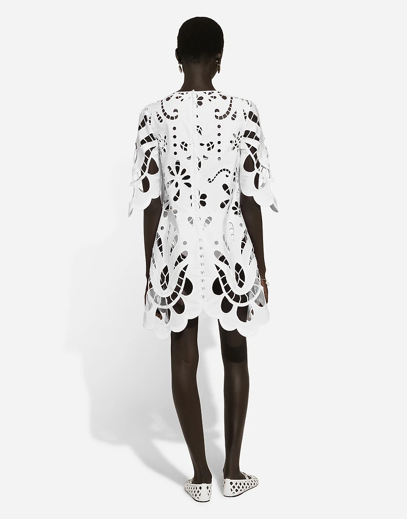 Cotton midi dress with cut-out detailing