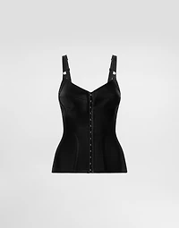 Elastic satin bustier top