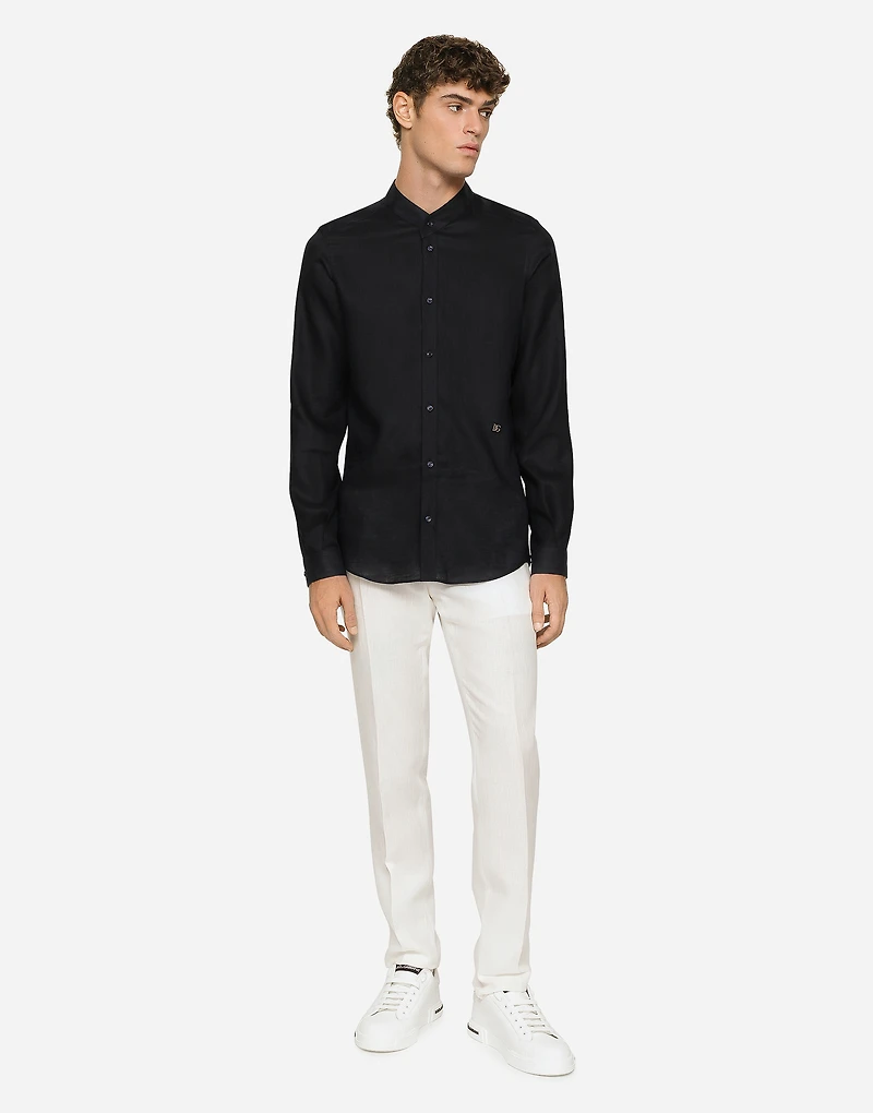 Linen Martini-fit shirt with DG hardware