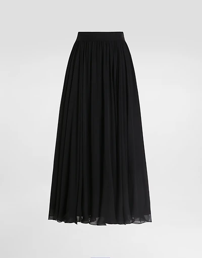 High-waisted chiffon circle skirt
