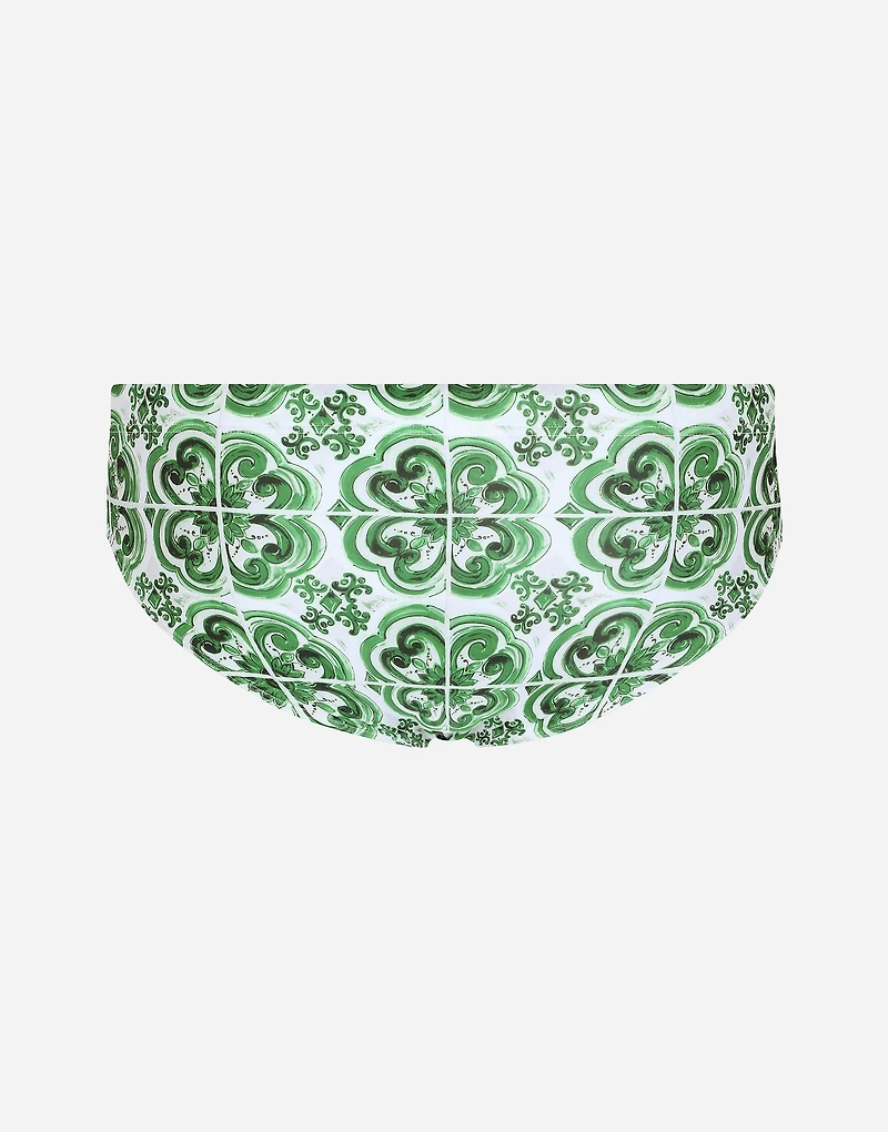 Majolica-print swim briefs with high-cut leg