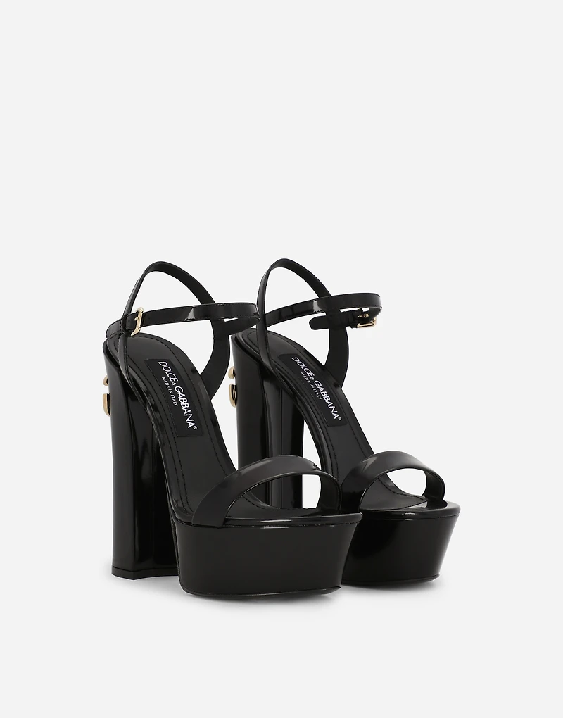 Polished calfskin platform sandals