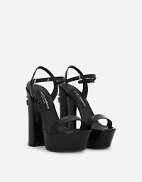 Polished calfskin platform sandals