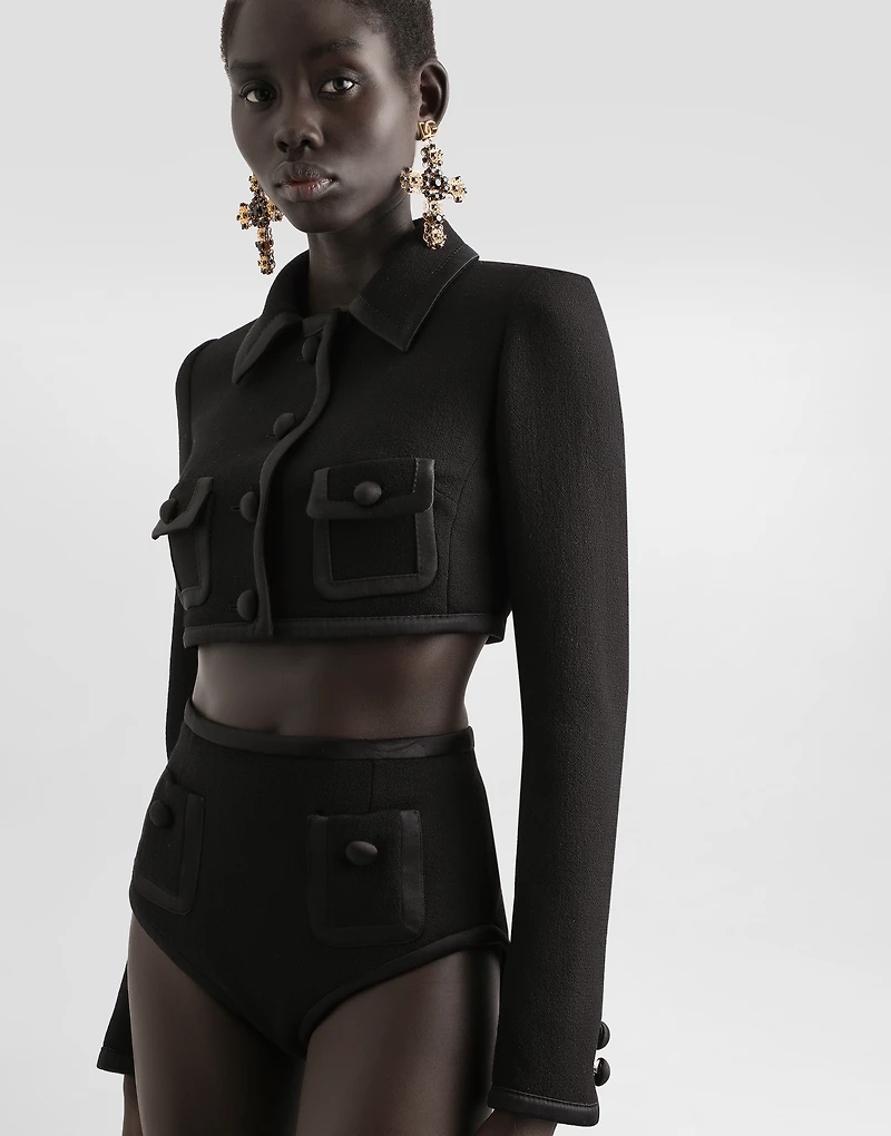 Short wool crepe jacket