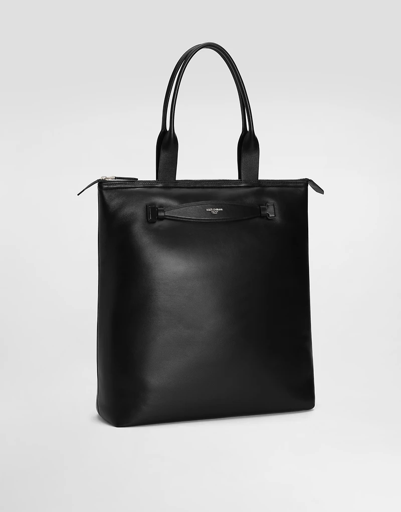 Calfskin nappa leather shopper