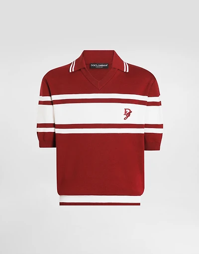 Silk and cotton polo-shirt with logo embroidery