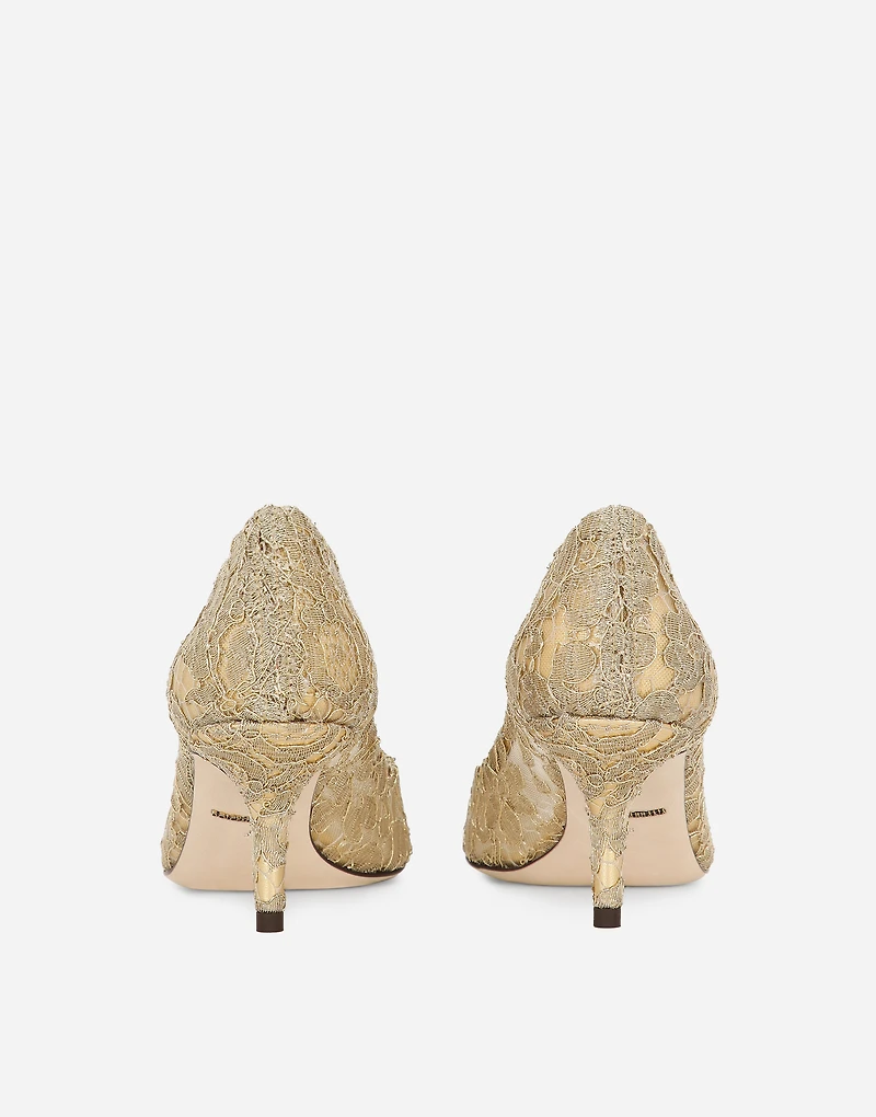 Lurex lace rainbow pumps with brooch detailing