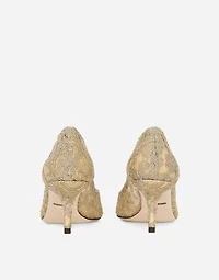 Lurex lace rainbow pumps with brooch detailing