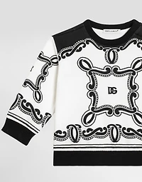 Round-neck sweatshirt with bandanna print