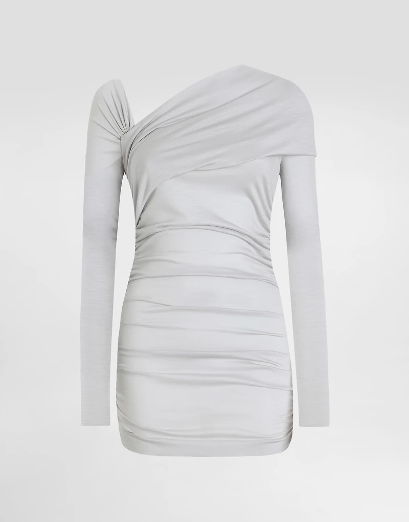 Draped top with asymmetric neckline