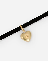 Velvet ribbon necklace with DG logo heart