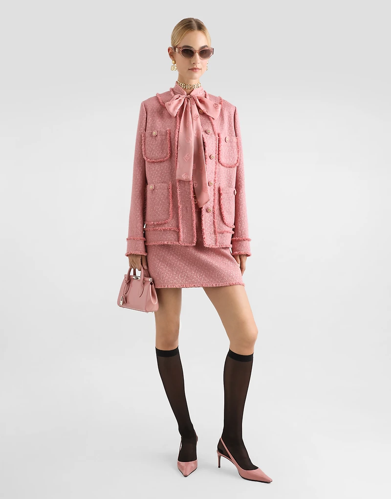 Wool raschel tweed miniskirt