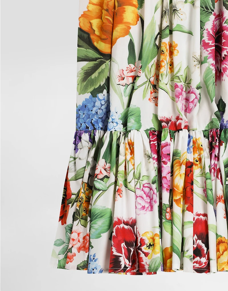 Floral-print poplin skirt