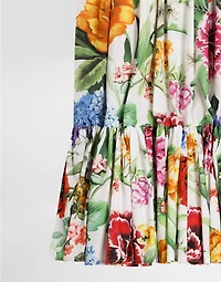 Floral-print poplin skirt