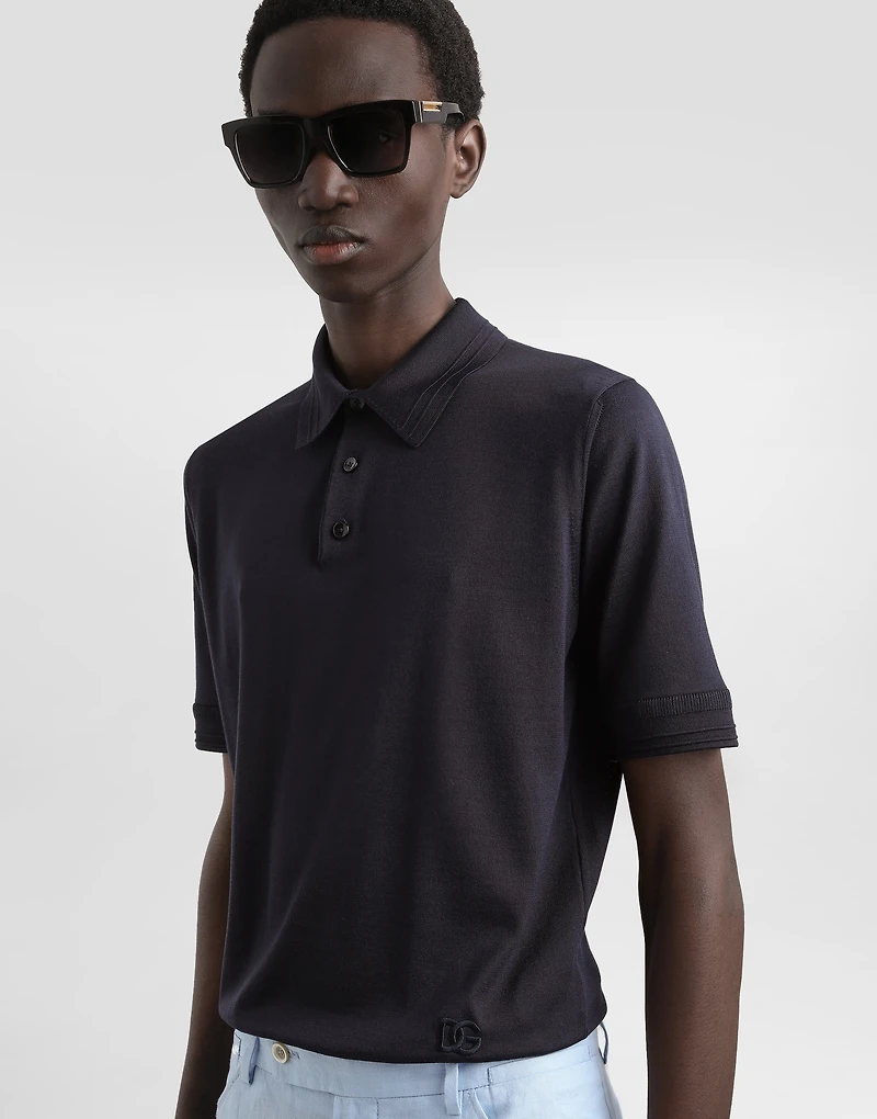 Satin silk polo shirt