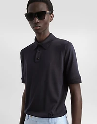 Satin silk polo shirt