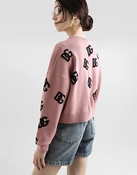 Cropped wool cardigan with DG logo inlay