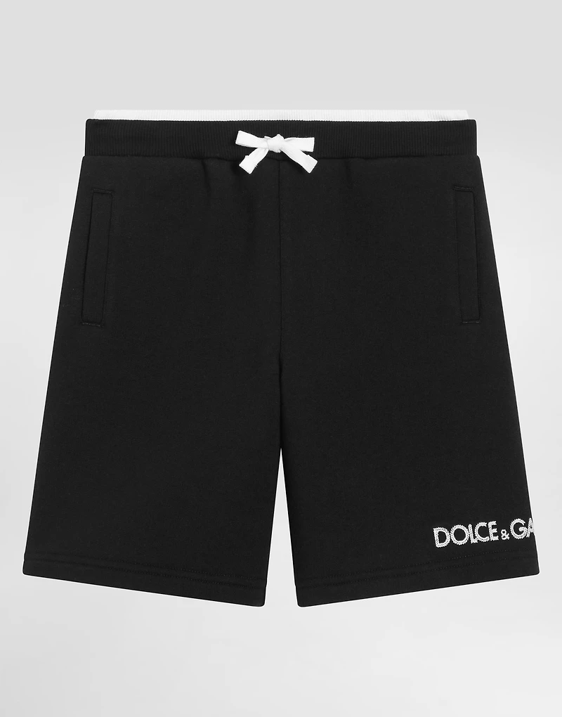Fleece bermuda shorts with Dolce&Gabbana embroidery
