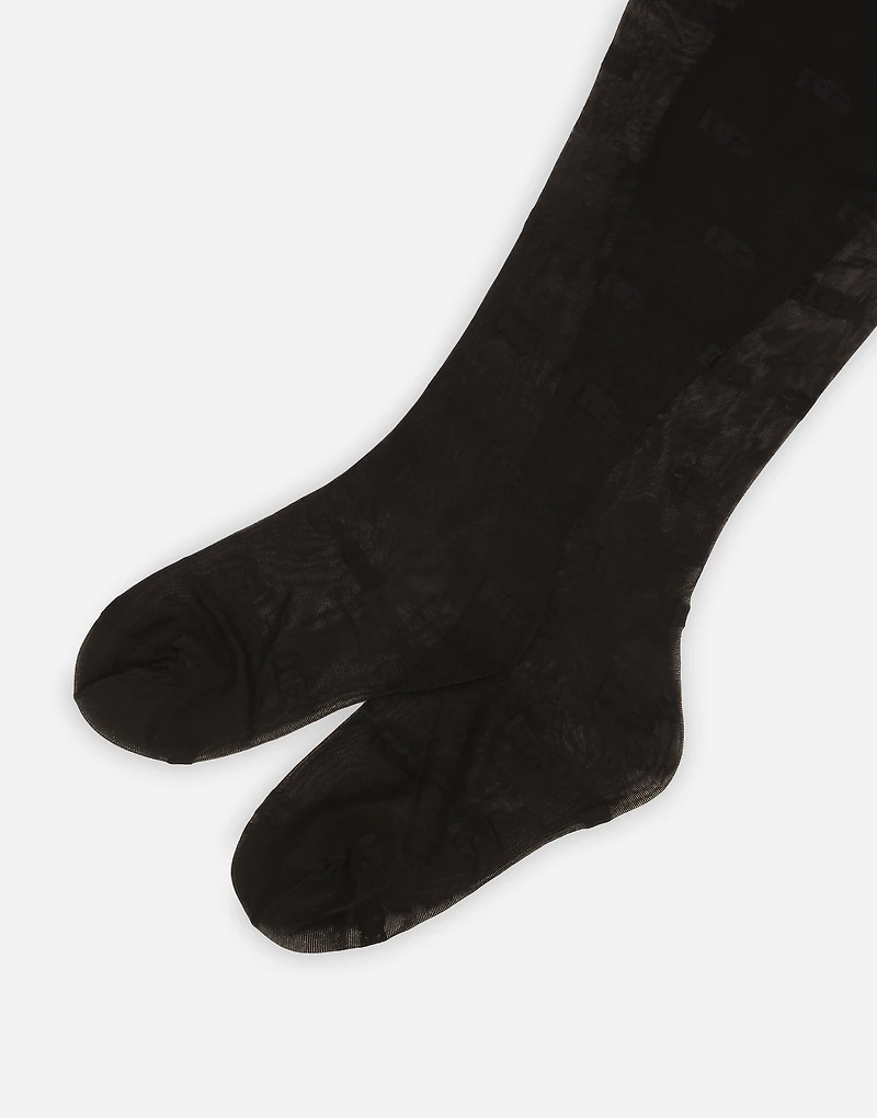 Tulle tights with jacquard DG logo