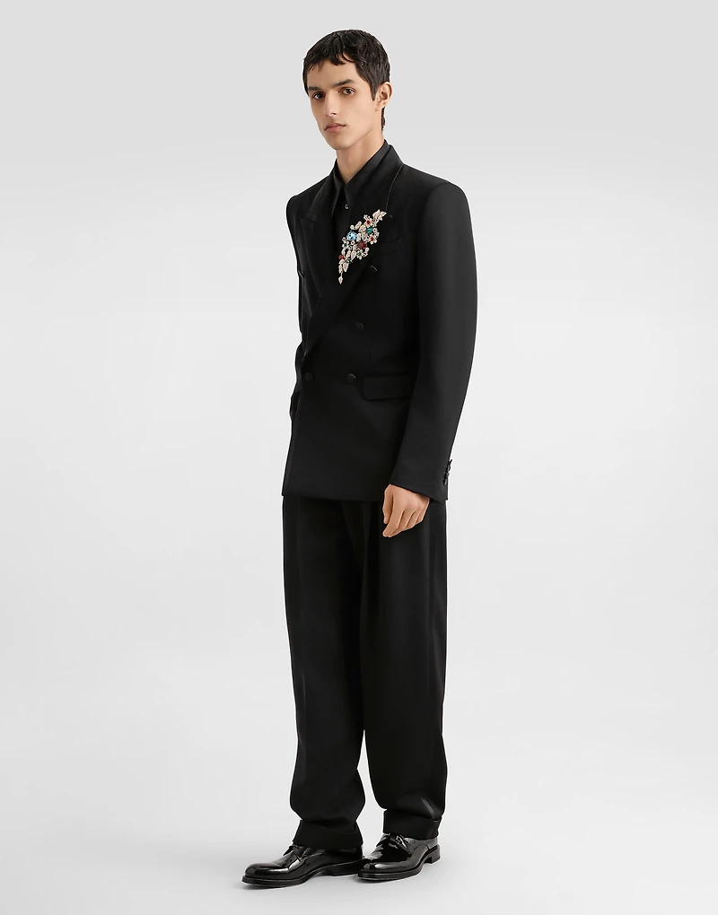 Double-breasted jacket inwool gabardine